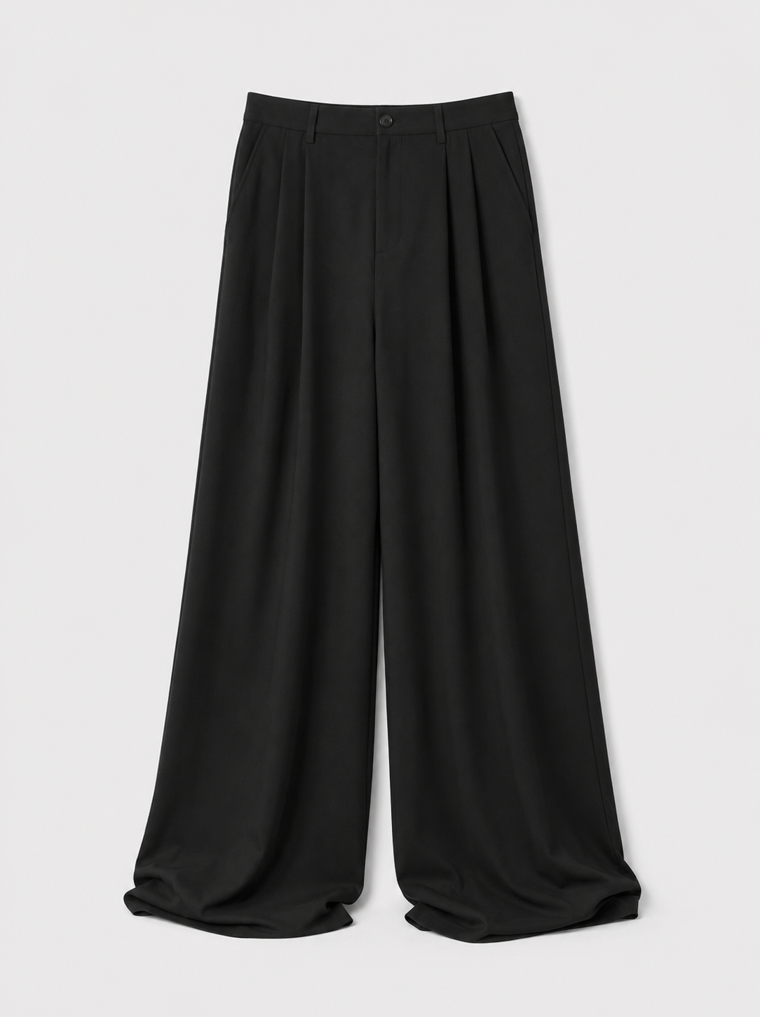 Hipware Drape Wide-Leg Trousers – Black