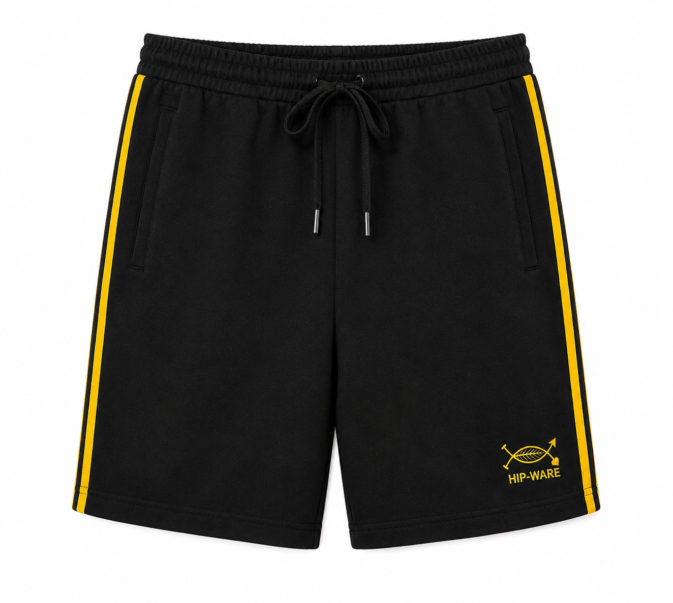 Hipware Signature Double Stripe Shorts – Black/Gold