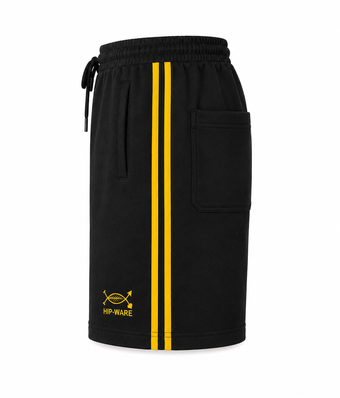 Hipware Signature Double Stripe Shorts – Black/Gold