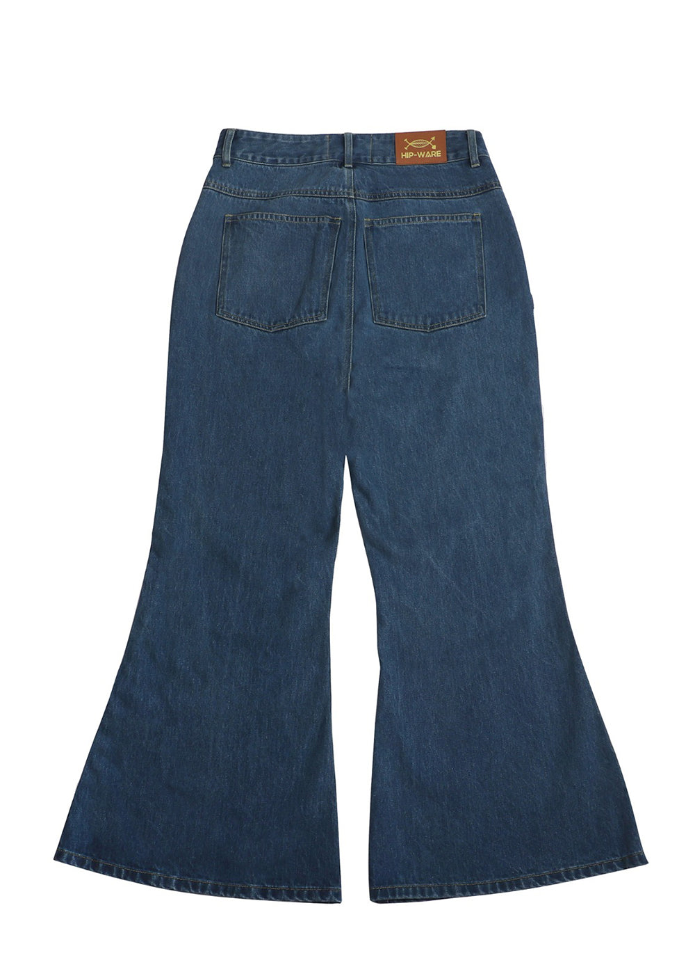 Deep Blue Indigo Cowrie Trim Wide-Leg Denim