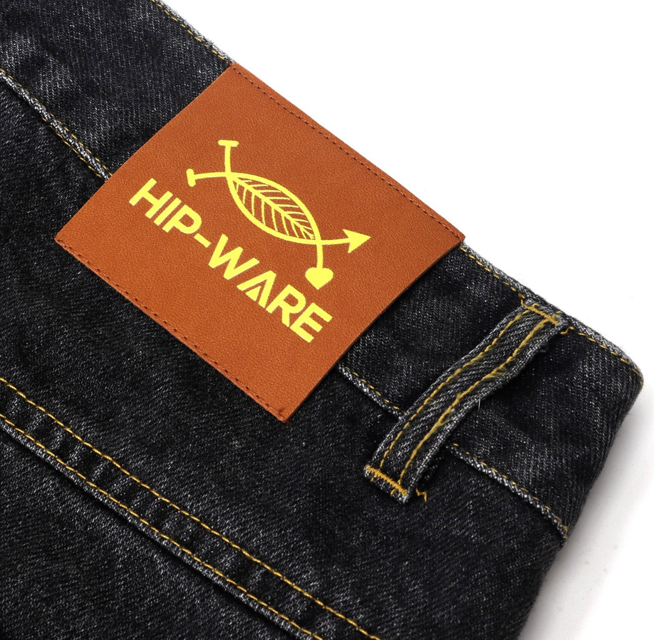 Black stone Wash Cowrie Trim Wide-Leg Denim (Copy)