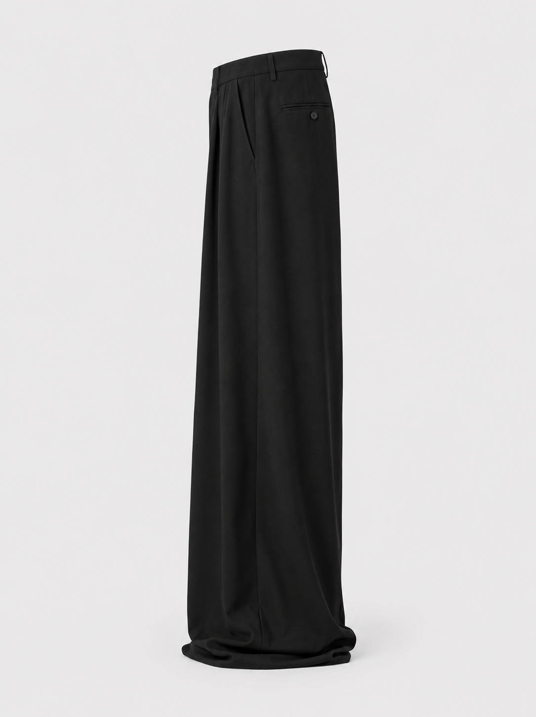 Hipware Drape Wide-Leg Trousers – Black