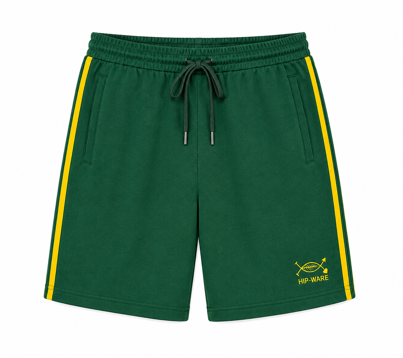 Hipware Signature Double Stripe Shorts – Green/Gold (Copy)
