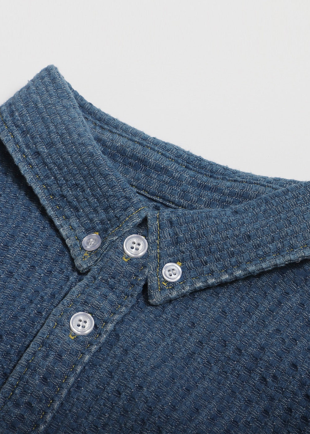 Woven Textured Indigo Denim Top