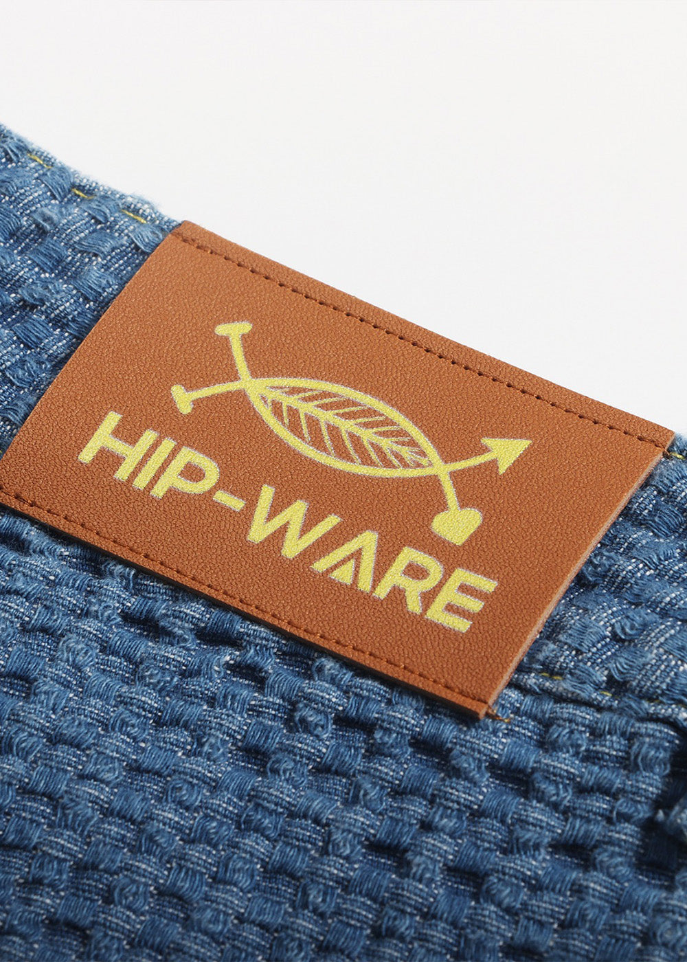 Woven Textured Indigo Cowrie Trim Wide-Leg Pants