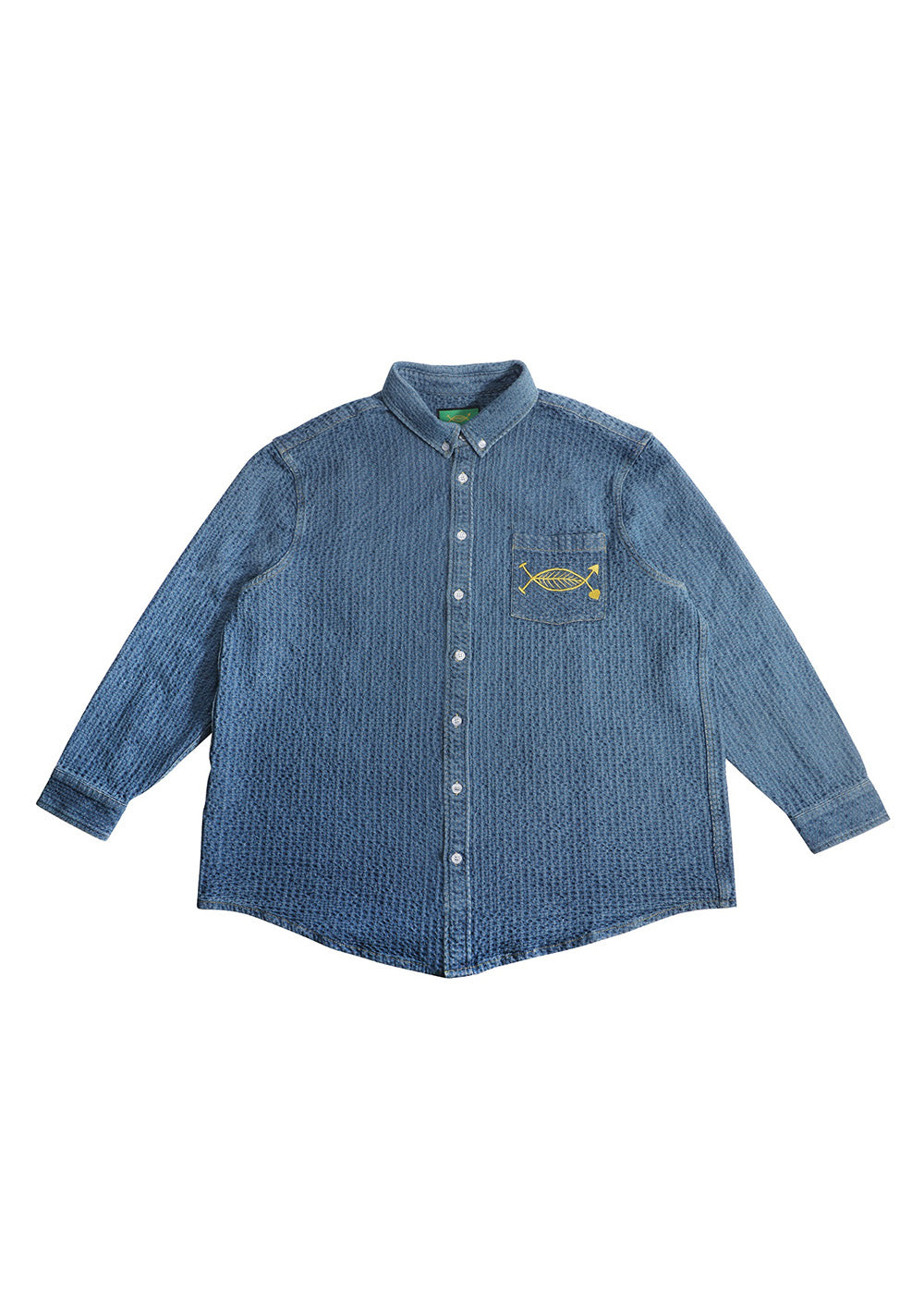 Woven Textured Indigo Denim Top
