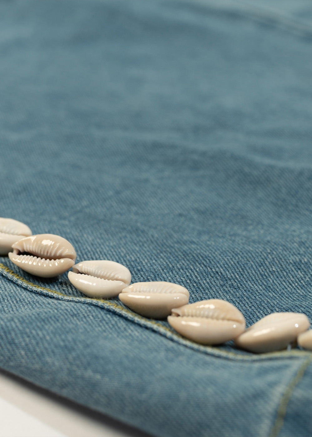 Blue Indigo Cowrie Trim Jorts