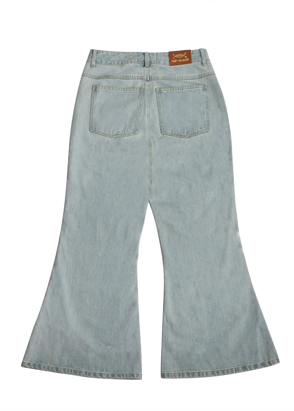 Light Wash Cowrie Trim Wide-Leg Denim